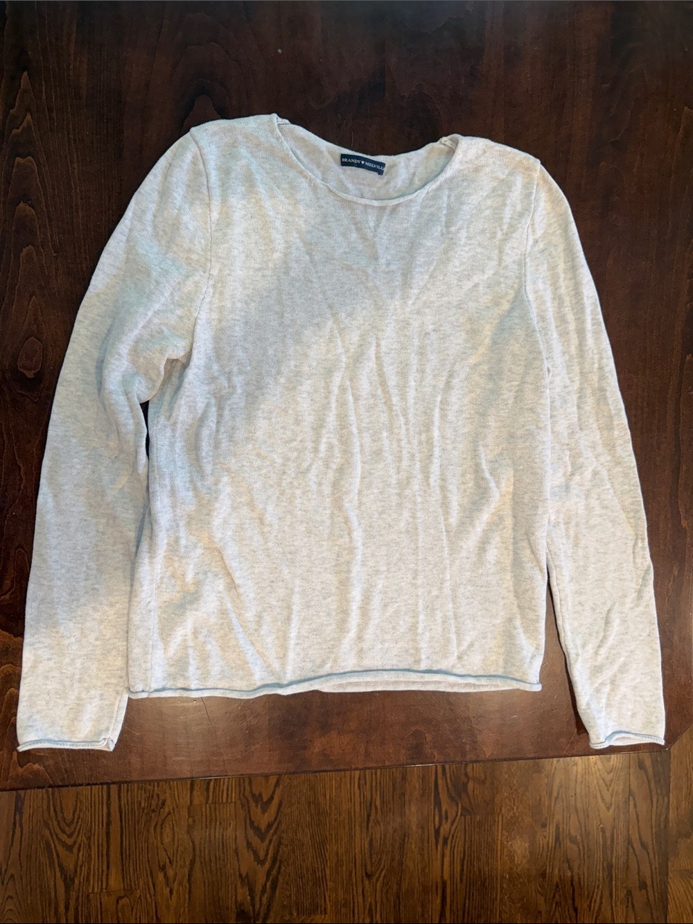 Brandy Melville Light Gray Long Sleeve Crewneck Top